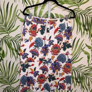 J. Crew Enbroidered Floral Pencil Skirt NWT size 8 statement skirt Ivory/ Multic